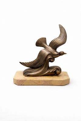 Art Deco French Stylized Bird Sculpture with Giallo di Siena Marble Vide-Poche, 20th Century — view 1
