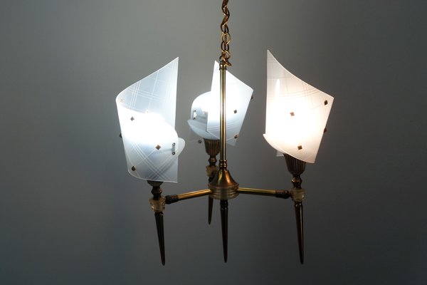 Vintage 3-Light Chandelier, 1950s for sale at Pamono