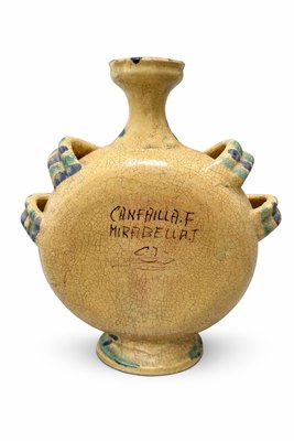 Mid-Century Modern Sicilian Caltagirone Ceramic Pilgrim Flask