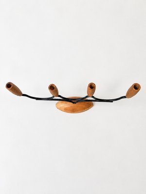 Mid-Century Modern Danish Teak & Metal Candleholder, 1960s — view 3