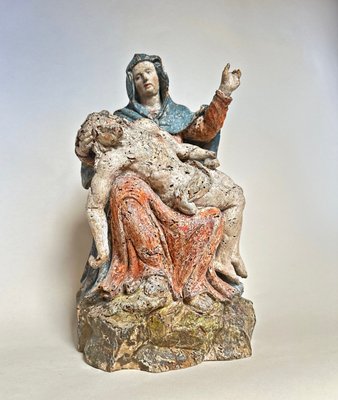 pieta Excellent ⅣC Pieta, Vesperbild, 17th Century German, Carved Wood, Painted for