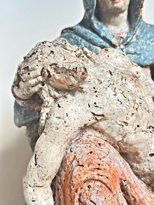 Pieta, Vesperbild, 17th Century German, Carved Wood, Painted for