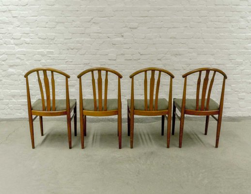 Swedish Oak And Olive Green Dining Chairs 1960s Set Of 4