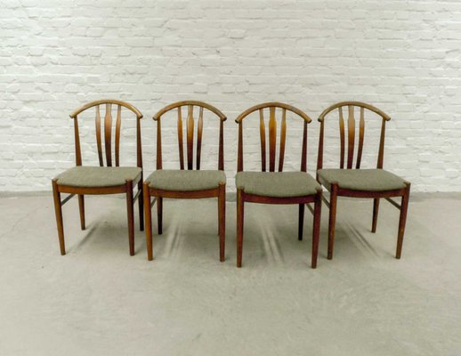 Swedish Oak and Olive Green Dining Chairs 1960s Set of 4