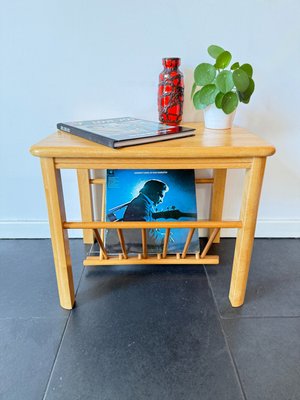 Vintage Wooden Side Table with Magazine Rack, 1970s for sale at Pamono
