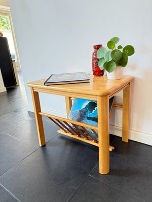 Vintage Wooden Side Table with Magazine Rack, 1970s for sale at Pamono