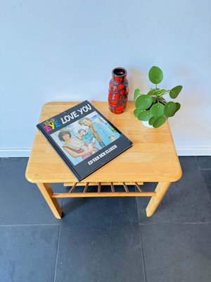 Vintage Wooden Side Table with Magazine Rack, 1970s for sale at Pamono