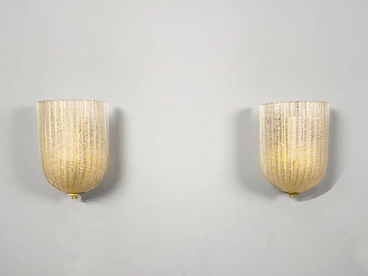 Italian Murano Glass Wall Lamps from Barovier & Toso, 1970s, Set