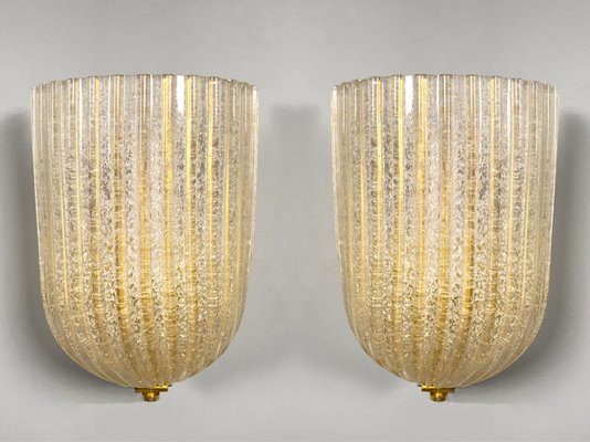 Italian Murano Glass Wall Lamps from Barovier & Toso, 1970s, Set