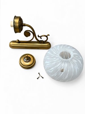 Mid-Century Italian Brass and Murano Swirl Glass Sconce by Vetreria Lag, 1970s — view 10