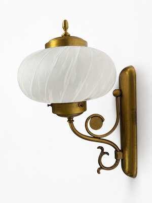 Mid-Century Italian Brass and Murano Swirl Glass Sconce by Vetreria Lag, 1970s — view 1