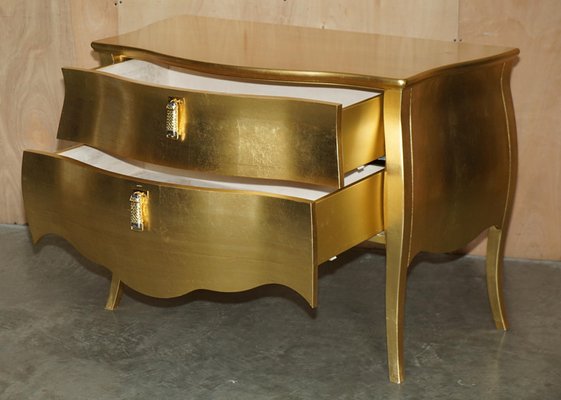 gold leaf dresser 24ct Canova Bombe Chest of Drawers by Fendi Casa global-print_type-Conversational