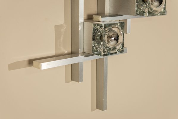 Wall Lamps in Aluminum by Gaetano Sciolari, Italy, 1970s, Set of 2