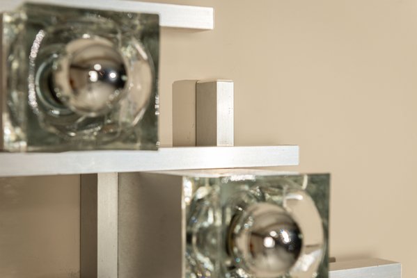 Wall Lamps in Aluminum by Gaetano Sciolari, Italy, 1970s, Set of 2