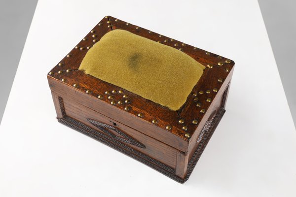 Art Deco French Sewing Box in Sculpted Wood, 1890s for sale at Pamono