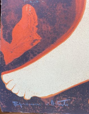 絵画 lithographie originale d'Alain Bonnefoit Alain Bonnefoit, Red, Nude, 1979, Signed Lithograph for sale at Pamono