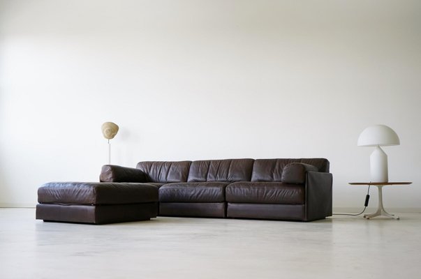 Model Ds 76 Leather 3 Seater Sofa Ottoman Set From De Sede 1975 Model Ds 76 Leather 3 Seater Sofa Ottoman Set From De Sede 1975