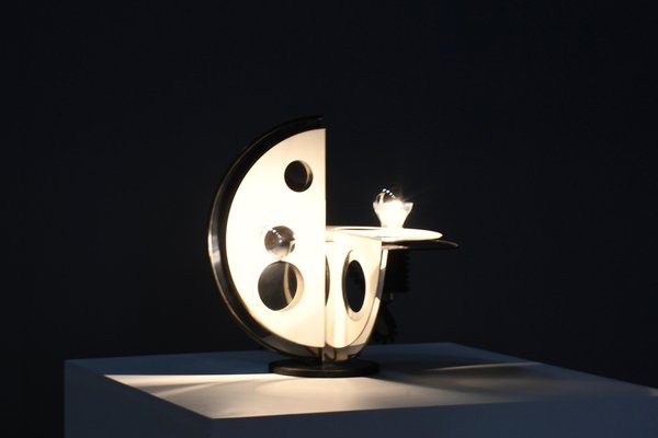 Geometric Metal and Chrome Table Lamp by Esperia, Italy, 1970s for