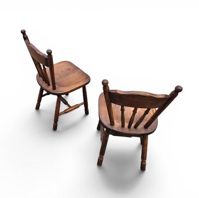 アンティークチェア　無垢　椅子　stick back chair-oak Victorian Oak Children's Stick Back Chairs, 1960s, Set of 2 for