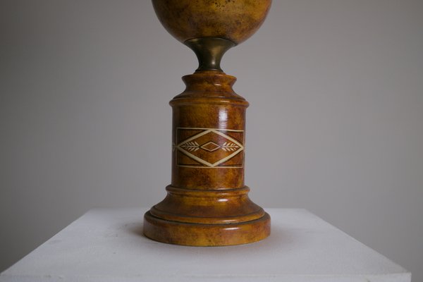 French Neoclassical Trompe-'Œil Painted Ceramic Table Lamp, 1960s