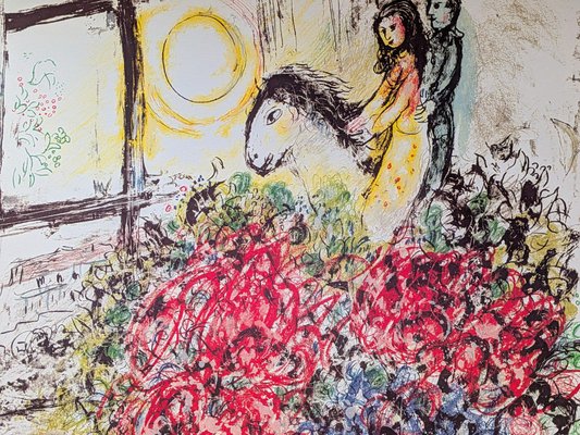 Large Lithograph Poster from Marc Chagall, 1974 for sale at Pamono