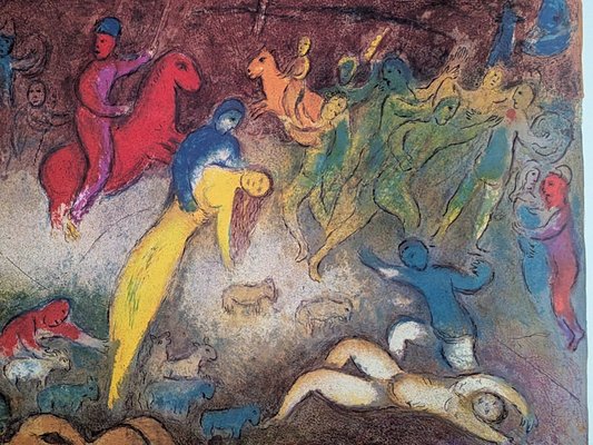 Large Nude Lithographic Daphnis and Chloe Poster from Marc Chagall