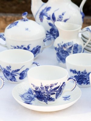 Vintage Blue Flower Blå Blomst Coffee Set from Royal Copenhagen