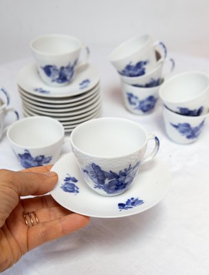 Danish Porcelain Blå Blomst Mocha Cup Set from Royal Copenhagen