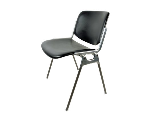 Black Skai and Aluminum DSC 106 Chair by Anonima Castelli from