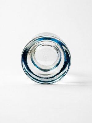 Postmodernist Smoked & Cobalt Blue Murano Glass Ice Bucket with Sculptural Waves, 1980s — view 6