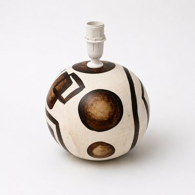 Mid-Century Portuguese Studio Pottery Op Art Spherical Table Lamp, 1970s — view 4
