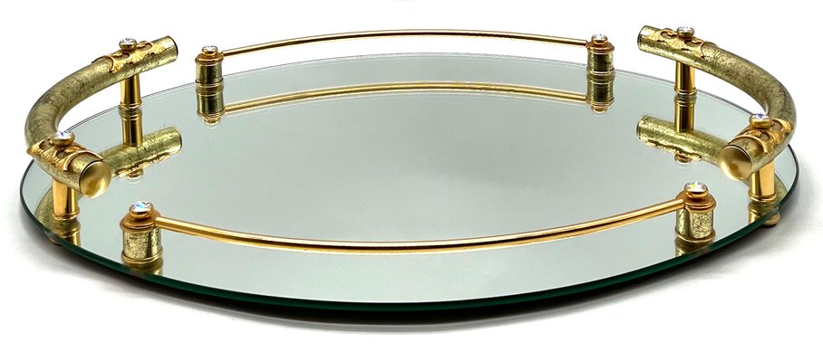 Hollywood Regency 24k Gold-Plated Mirrored Tray from Dimart Milano