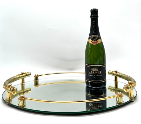 Hollywood Regency 24k Gold-Plated Mirrored Tray from Dimart Milano