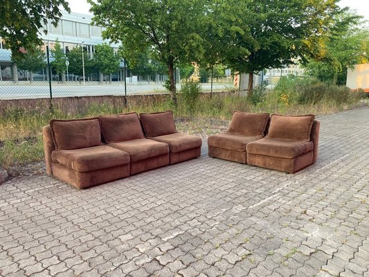 Modulares Vintage Sofaset in Braun von Rolf Benz, 1970er, 5er Set bei Pamono kaufen