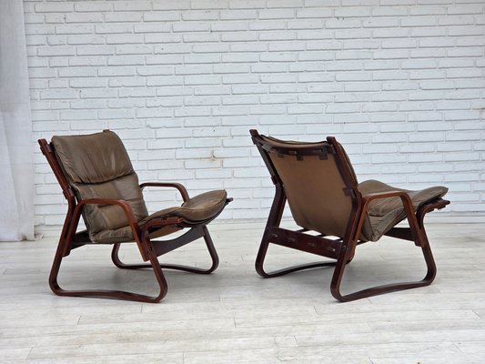 Norwegian Lounge Chair in Brown Furniture Leather, 1970s for sale