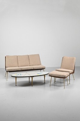 Three-Seater Sofa and Lounge Chair with Hocker by Hans Mitzlaff, Set of 3 for sale at Pamono