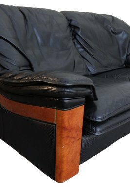 Vintage Two-Seater Sofa in Black Leather by Paolo Gucci for