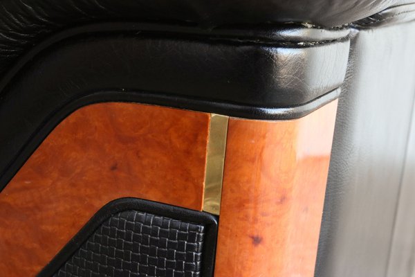 Vintage Two-Seater Sofa in Black Leather by Paolo Gucci for