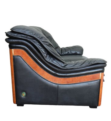 Vintage Two-Seater Sofa in Black Leather by Paolo Gucci for