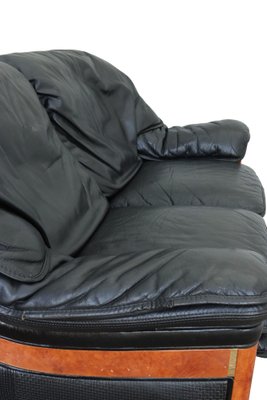 Vintage Two-Seater Sofa in Black Leather by Paolo Gucci for