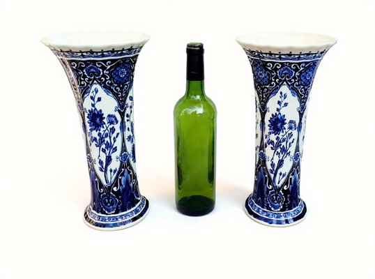 Delft Blue Pottery Trumpet Vases from Boch Royal Sphinx Maastricht