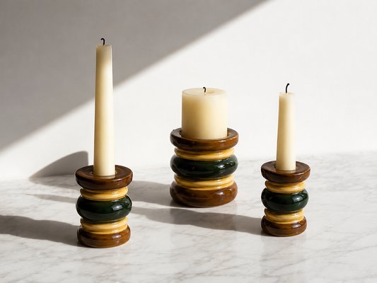 Scandinavian Modern Model KB 301 Candlesticks in Ceramic from Gabriel Sweden Rings, 1970s, Set of 3 — view 2