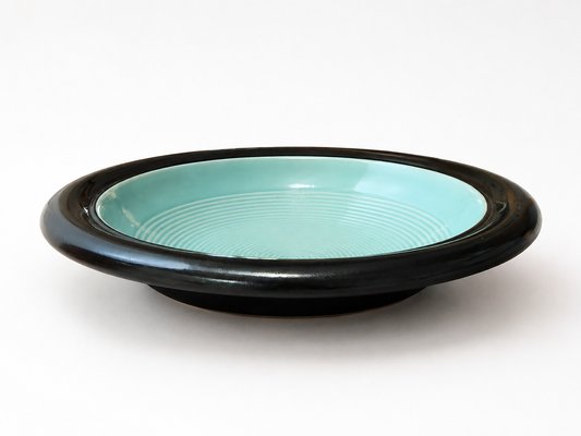 Postmodern Two-Tone Stoneware Centerpiece Bowl by Franco Bucci for Laboratorio Pesaro, 1970s — view 1