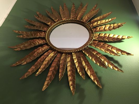 Vintage French Circular Golden Sunburst Mirror 1960s For At Pamono Vintage French Circular Golden Sunburst Mirror 1960s 4