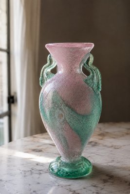 Murano Scavo Sommerso Glass Amphora Vase from Vetri Murano, 1980s — view 2