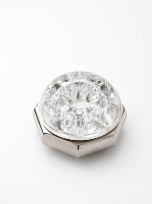 Vintage French Pewter & Glass Flower Frog Vase from Étains du Manoir, 1980s — view 1