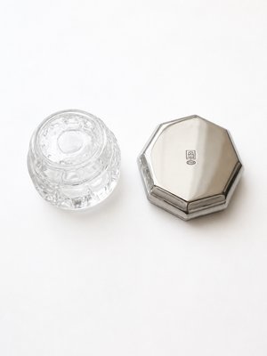 Vintage French Pewter & Glass Flower Frog Vase from Étains du Manoir, 1980s — view 4