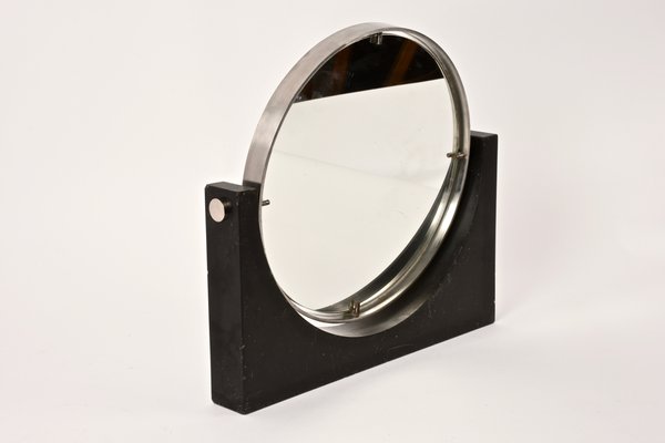 Mid Century Modern Round Table Mirror In Black Marble Steel For Mid Century Modern Round Table Mirror