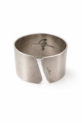 Vintage Swedish Alpaca Napkin Ring with Child and Goose Motif by Gab, 1960s — view 5