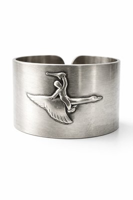 Vintage Swedish Alpaca Napkin Ring with Child and Goose Motif by Gab, 1960s — view 1